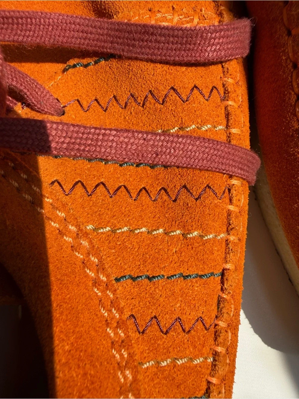 Clarks burnt Orange Suede Men Boat Shoes with Burgundy Laces